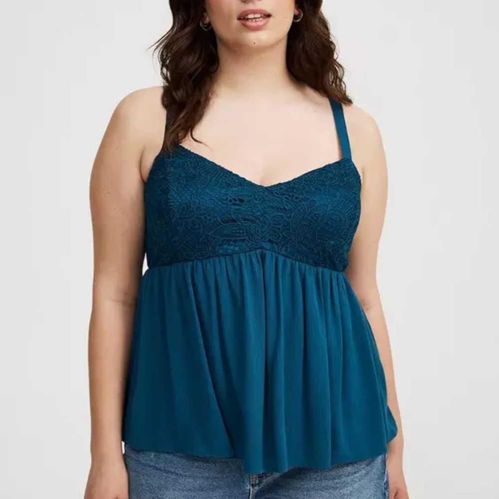 Teal Lace Detail Women's Top